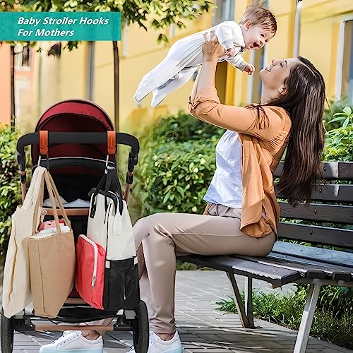 2Pack Universal Baby Stroller Hooks Clips for Hanging Bags and Shopping,Convenient Stroller Hooks Accessories Perfect for Uppababy, Babyzen Yoyo, Britax, Bugaboo, Bob, Buggy, Shopping Cart(Brown)