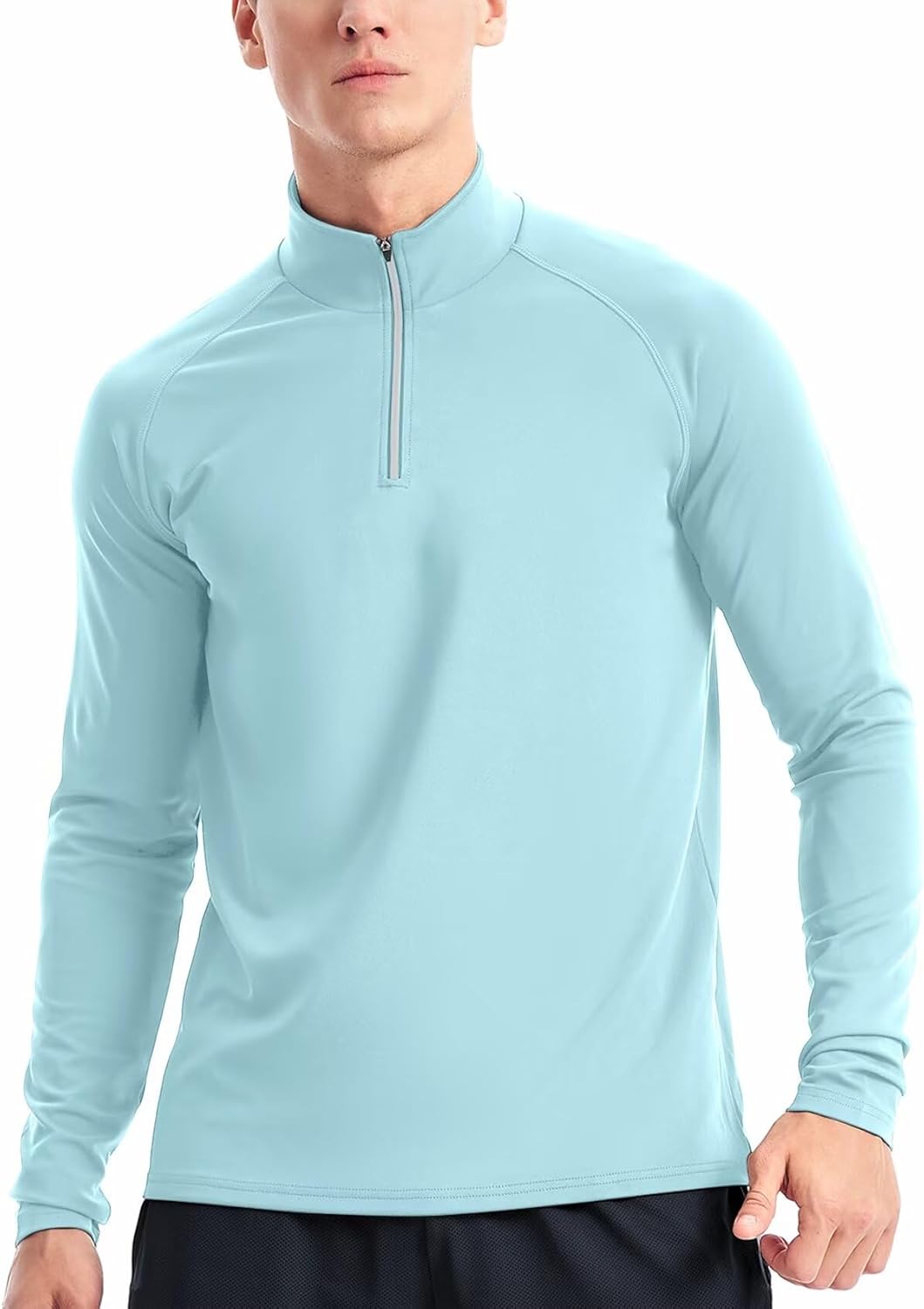 Zengjo 1/4 Zip Pullover Mens Running Shirt Long Sleeve