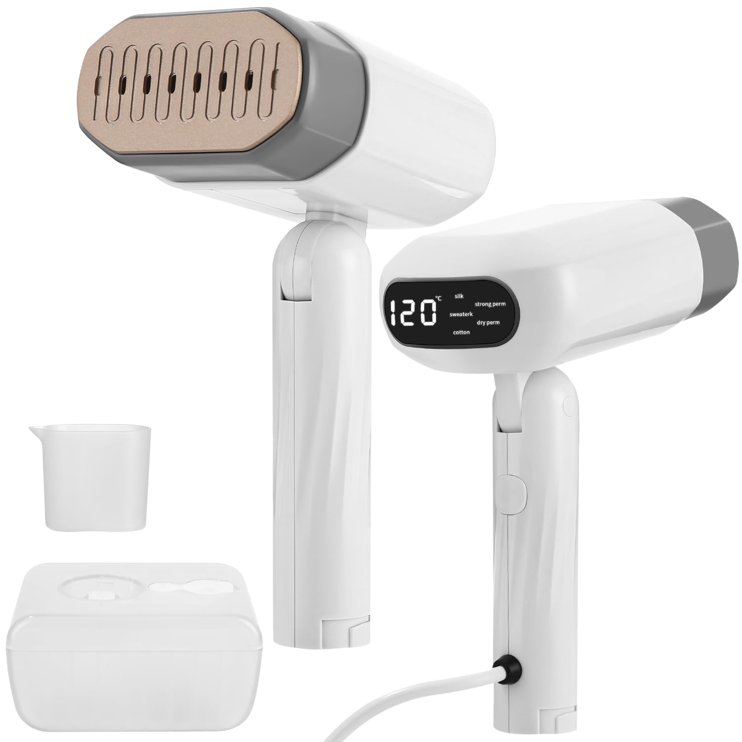 Vaporizzatori da viaggio 1800W, Ferro da Stiro Verticale a Vapore Portatile, Serbatoio Grande da 260ml, Mini Stiratrice Verticale 20s Riscaldamento, Dimensioni Compatte per Casa e Ufficio
