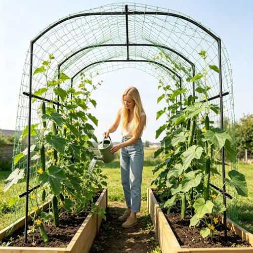 SUNYRISY Garden Arch Trellis, Metal Core Trellis for Climbing Plants Outdoor, 87' x 71' x 75' Tall...