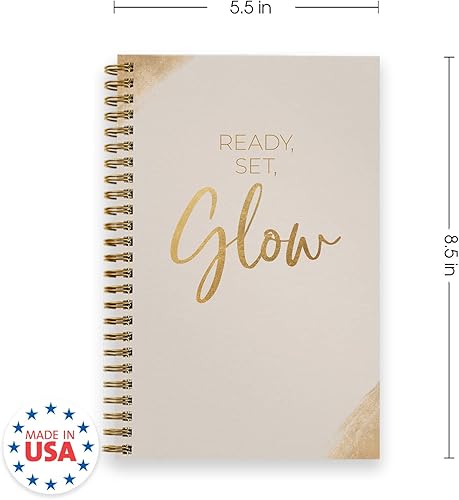 Miniatura 2 de Ready Set - Cuaderno brillante de 5.5 x 8.5 pulgadas, cuaderno en espiral con purpurina sintética, textura de oro sintético, 120 páginas de lista de