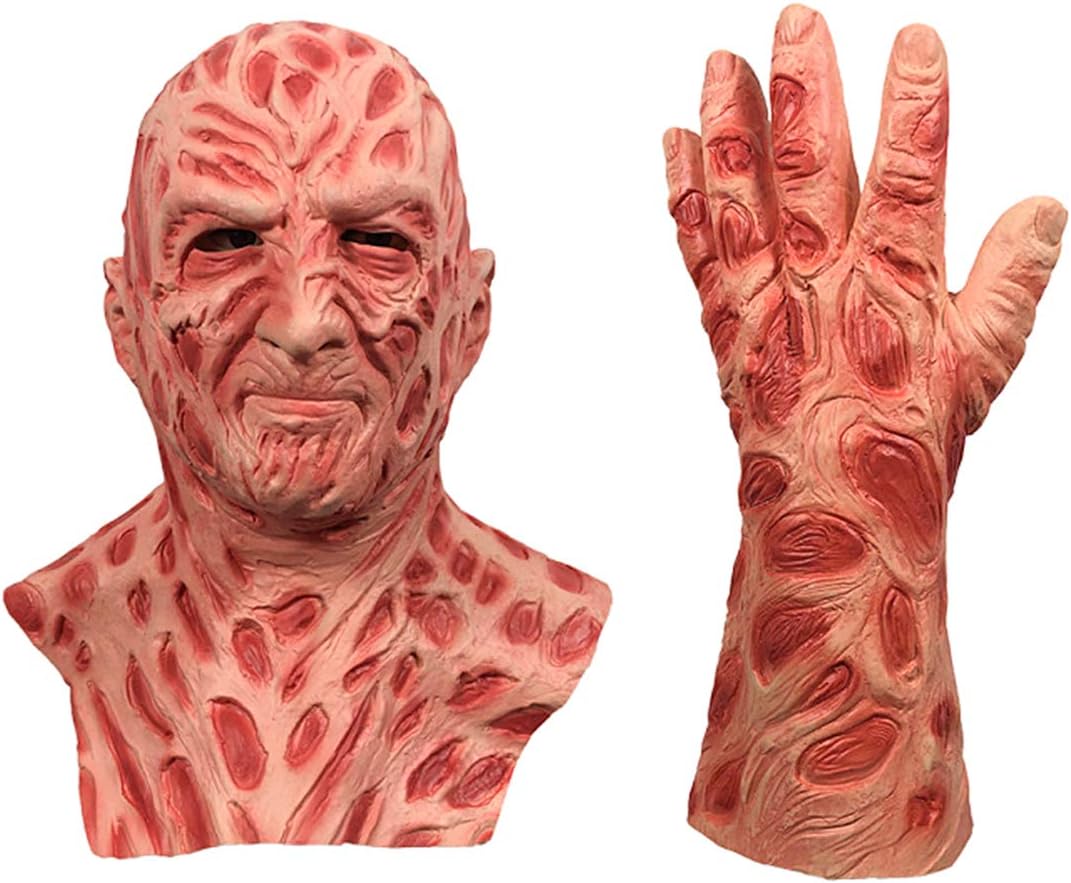 nezababy Freddy Mask with Freddy Glove Killer Cosplay Headwear On Elm St Nightmare Halloween Costumes Accessory Set Prop
