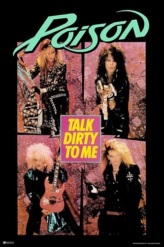 Póster laminado de Poison Talk Dirty To Me Single Shots Heavy Metal Music Merchandising Retro Vintage 80s 90s Aesthetic Band Poster Dry Erase Wall