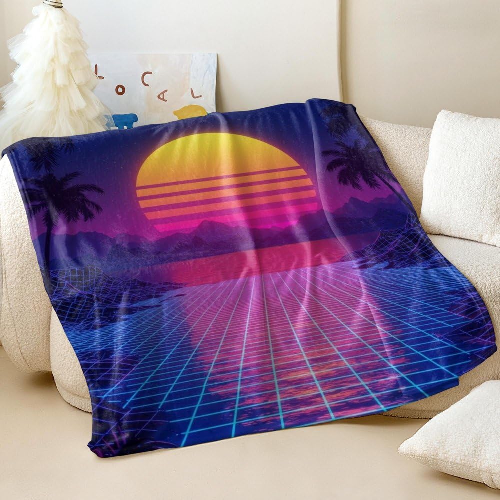 Couverture super douce Synthwave grand format 200x200cm pour lit et canapé