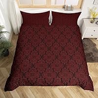 Set di biancheria da letto in 100% cotone damascato barocco damascato, super king size, nero, bianco, gotico, bohémien, floreale, per ragazzi e ragazze, motivo astratto, con fiori geometrici, stile