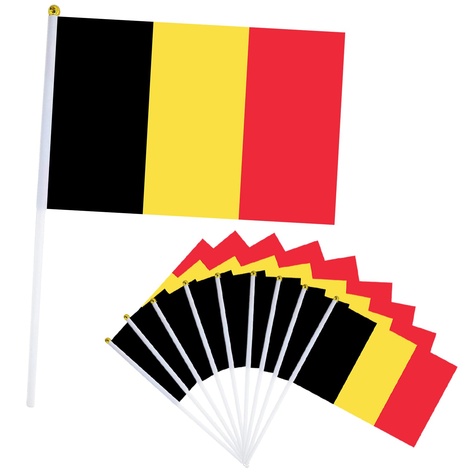 10pcs Small Belgium Flags on Sticks for Fifa World Cup Football 2026 Decorations,Mini Hand Held Waving Belgian Flag for Indoor Outdoor Sports Eurovision Euro Football Game Belgium Party Decorations — image 1