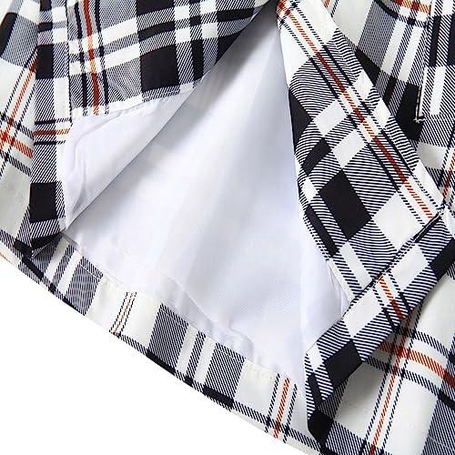 Image of Hopscotch Girl's Polyester Mini Length Full Sleeves Checked Printed Mid-Length Coat