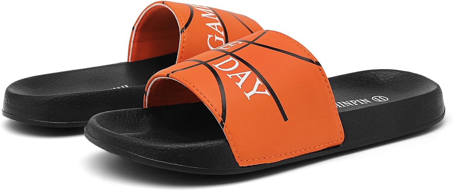 INMINPIN Kids Boys Girls Ball Sprots Slides Sandals Ultra Comfortable Beach Pool Shower Shoes House Slide Indoor Outdoor for Sports Fan