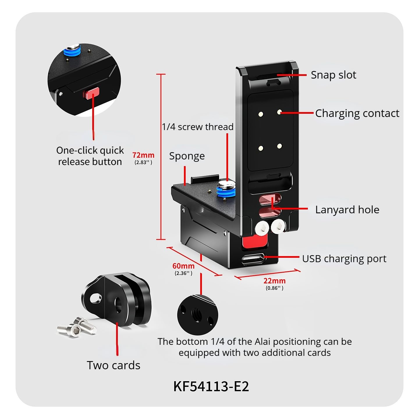 Staffa a forma di L compatibile con DJI Osmo 360, con attacco da 1/4", interruttore di scatto orizzontale/verticale veloce (versione aggiornata)