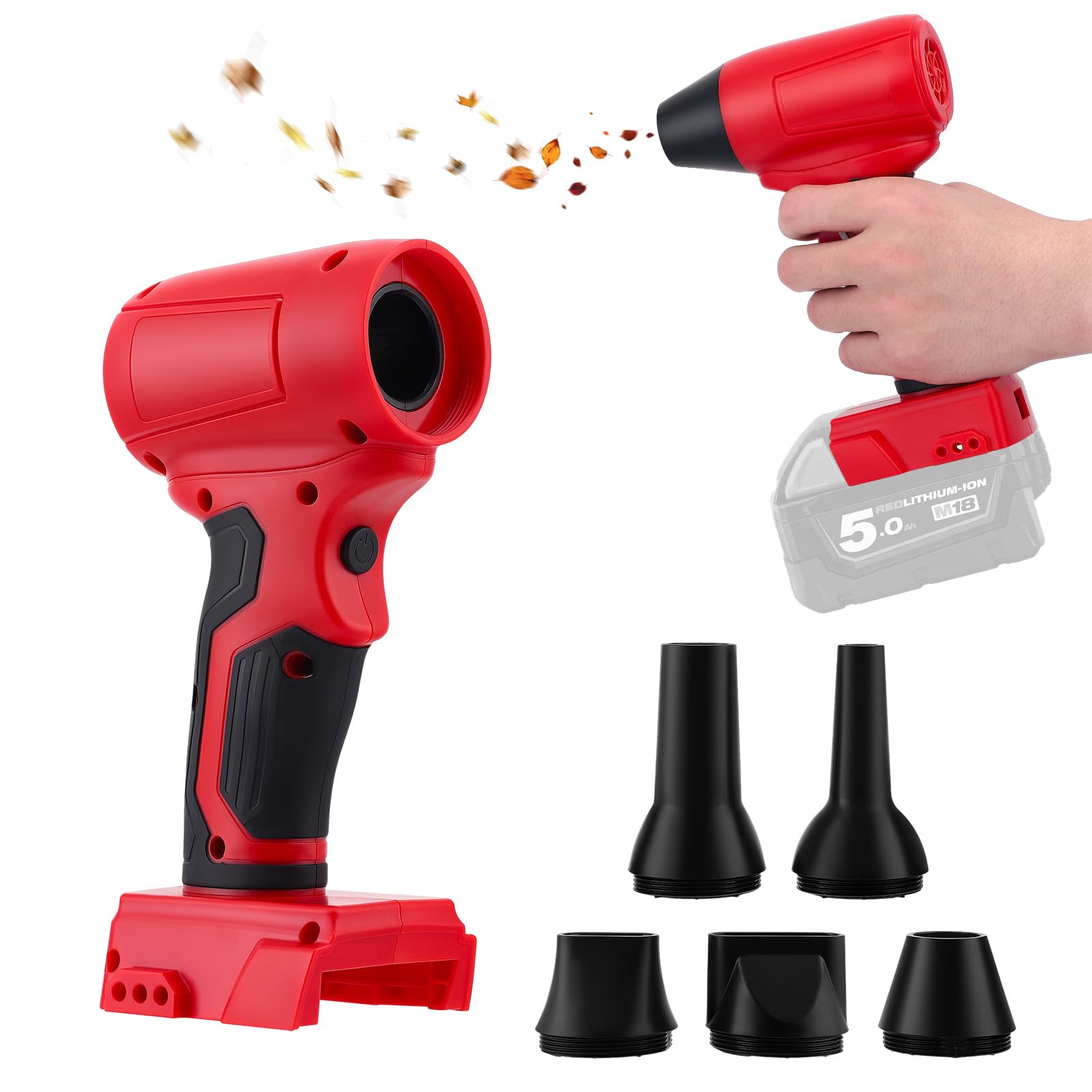 Mini Soffiatore Compatibile Con Milwaukee 18v, 130000rpm Soffiatoren a Batteria Senza Spazzole, Regolazione Continua Della Velocità, Soffiante Turbo Per Foglie, Pulizia, Auto (Batteria Non Inclusa)