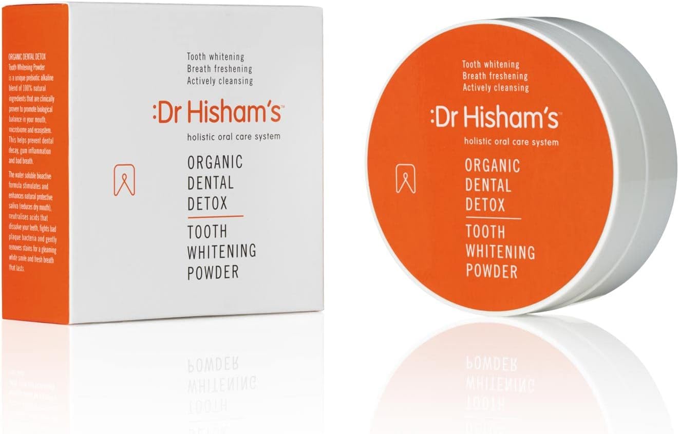 Dr Hisham's Natural Tooth Whitening Powder, 60g | Stain Removal, Breath Freshening | Organic Tooth Powder | Dentist-Approved Teeth Whitening Powder