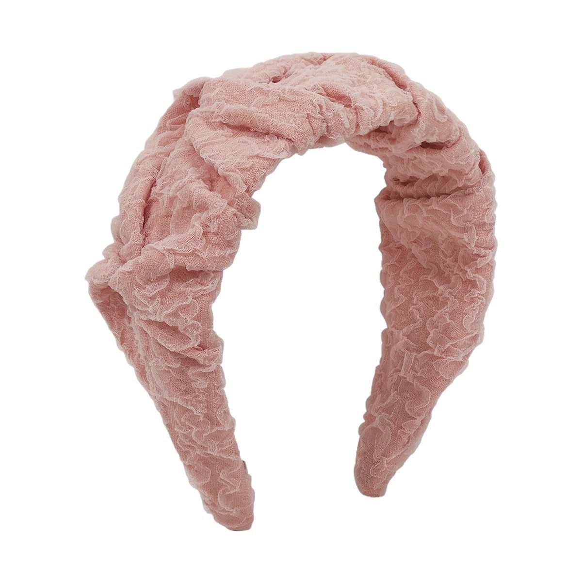 Fascia for capelli plissettata in tessuto da donna con bordo largo, rete rossa, fascia for capelli alta