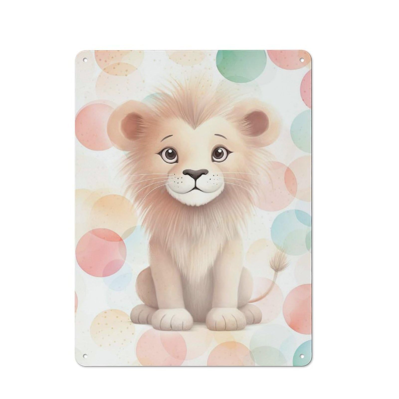 Lion Cub Classic Metal Wall Decor 40x30cm, Vintage Metal Sign for Hallway, Home Bar, Garage Or Study