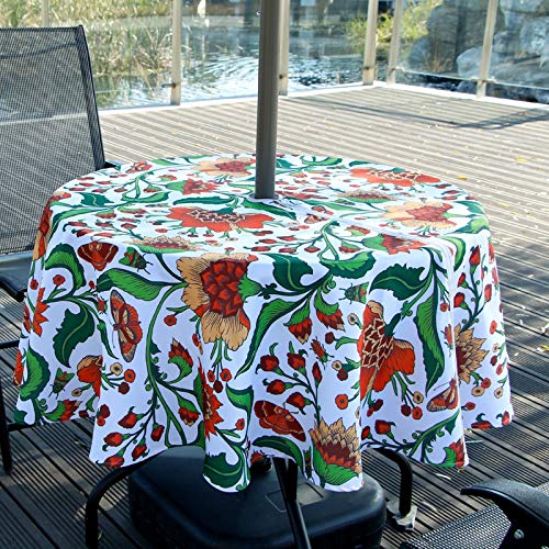 Ehousehome Outdoor And Indoor 60Inch Round Tablecloth With Umbrella Hole And Zipper, Waterproof Zippered Patio Table Cloths, Spring/Summer Table Covers For Backyard Circular Table/Bbqs/Picnic #TOP4