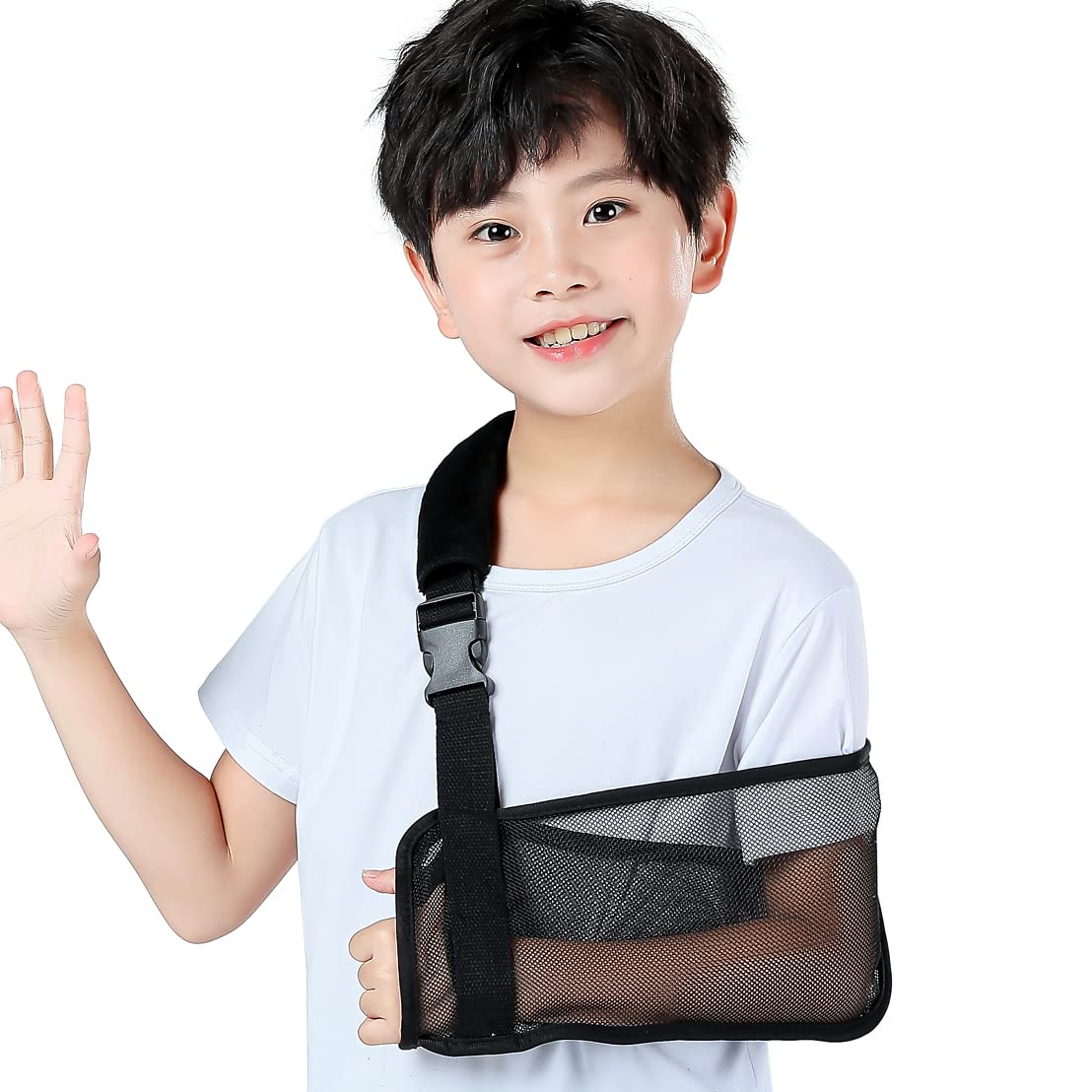 Ledhlth Mesh Kids Arm Sling Black for Shower Shoulder Immobilizer Brace Support for Broken Shoulder Elbow Arm Wrist Injury Children Pediatric Toddler Girls Boys left right, Kids L: Industrial & Scientific