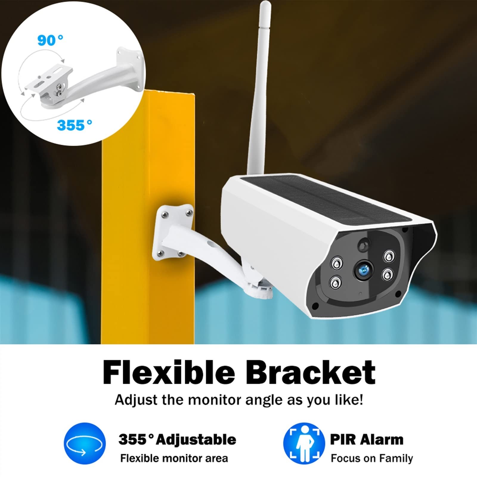 Kamera bezpieczeństwa zewnętrzna, Karta SIM 4G słoneczna kamera IP zasilana z baterii kamera monitorująca wideo kolor noktowizor 1080P CCTV kamera bezpieczeństwa w domu Kamera bezpieczeństwa domowego
