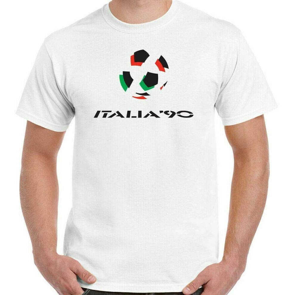 Italia 90 T-Shirt Mens Retro 1990 World Cup Retro Top Logo Kit