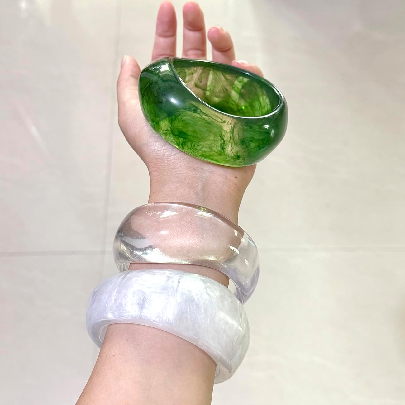 Colorful Chunky Resin Bangle Bracelet Set for Women Geometric Acrylic Big Cuff Bracelets Punk Thick Wide Statement Bangle Bracelets for Women Resin Jewelry - Image 6