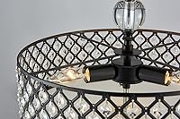 Vista 5 de Saint Mossi - Lámpara de araña de techo semiempotrada, moderna lámpara de techo de cristal K9 para comedor, sala de estar, dormitorio, 11 pulgadas