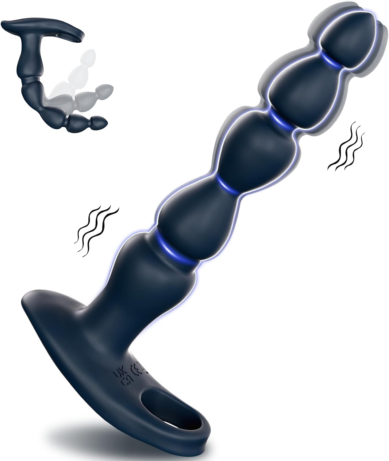 Vibrating Anal Beads Beginner-Friendly Butt Plug, IMOTANI Adult Sex Toy for Men Women Couples, Flexible Silicone Prostate Massger Vibrating Butt Plug with 10 Vibration Modes