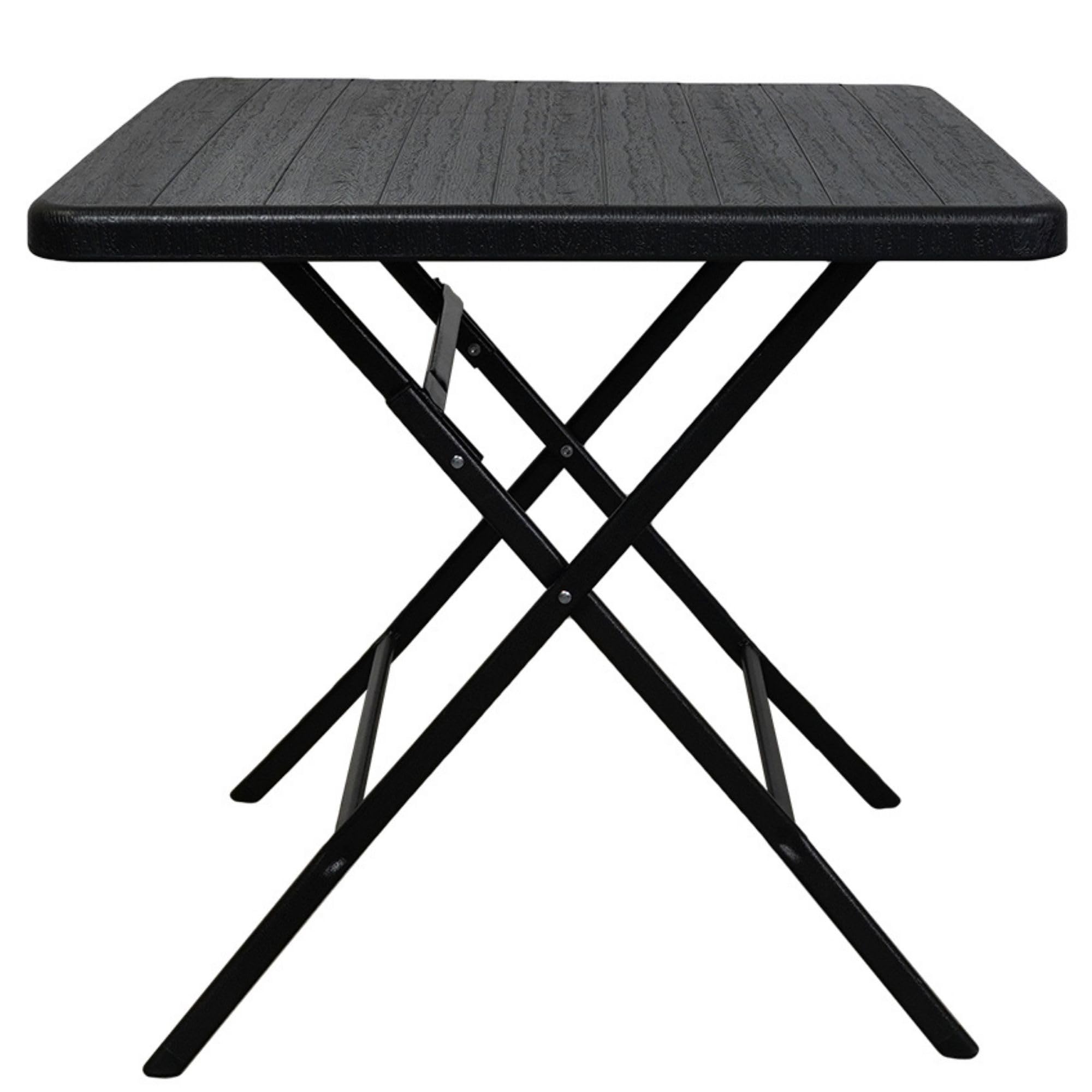 CHEFGASTRO Balkontisch klappbar 78x78cm Gartentisch wetterfest 4 Personen Kunststoff Holz Optik Schwarz Campingtisch Outdoor Klapptisch Klein Balkonmöbel Bistrotisch für Garten Terrasse Balkon