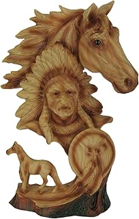 Everspring Import Native American Warrior with Horse Wood Like Figurine 11.9 in