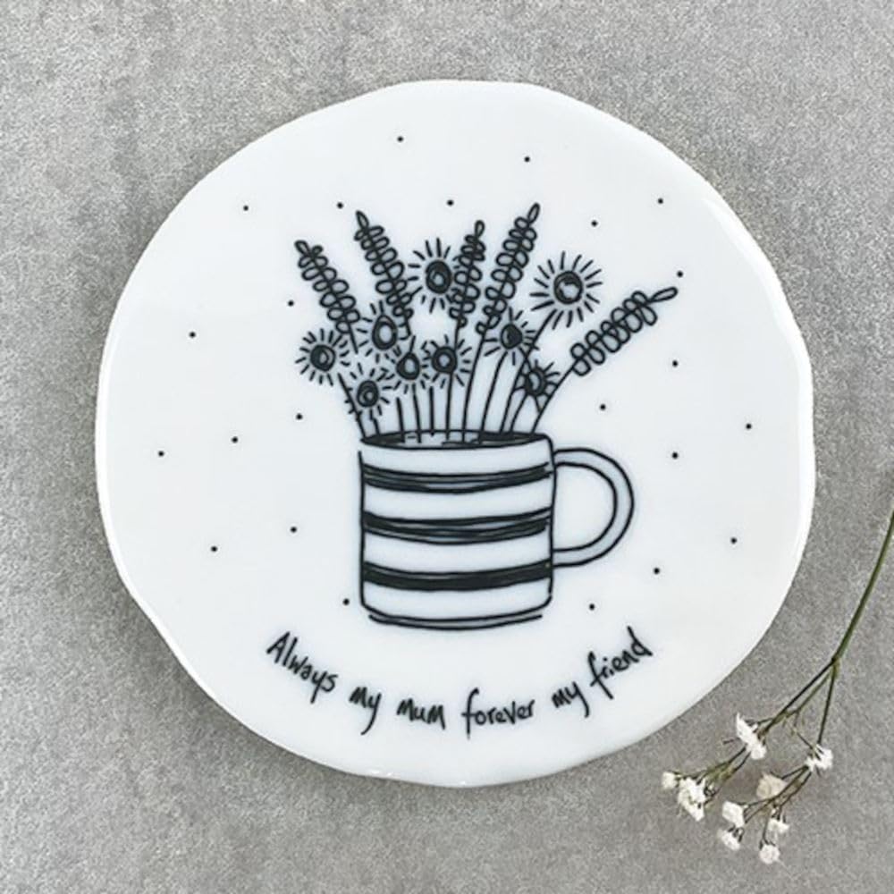 East of India Porcelain Keepsake Coaster 'Always my mum forever my friend' | Porcelain Kitchen Coaster, Friendship Gift