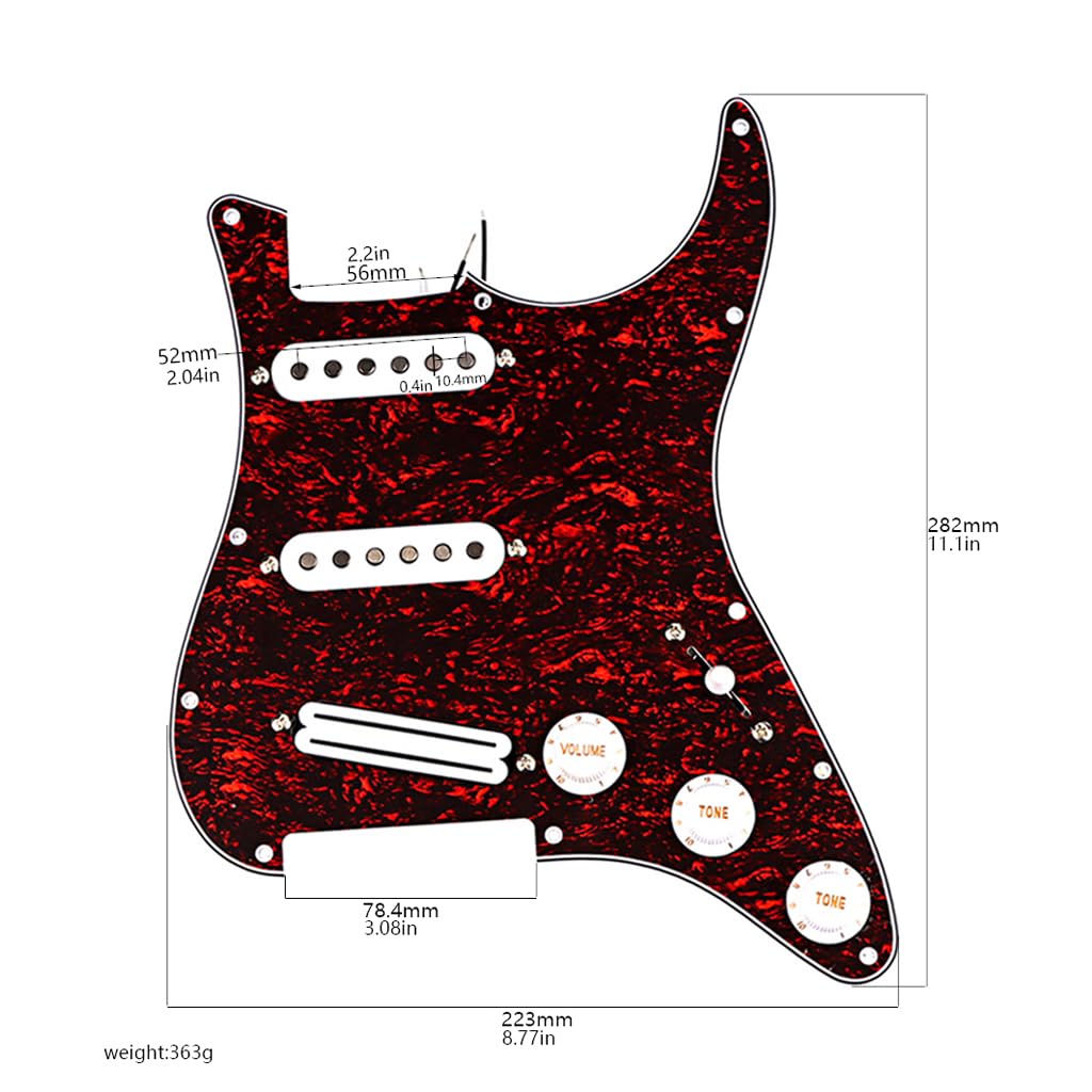 RuiJOTWAT Prewired Pickguard Loaded Modern Tone Triple Single Coil Pickups for Electric Guitars with 11 Mounting Holes - Image 2