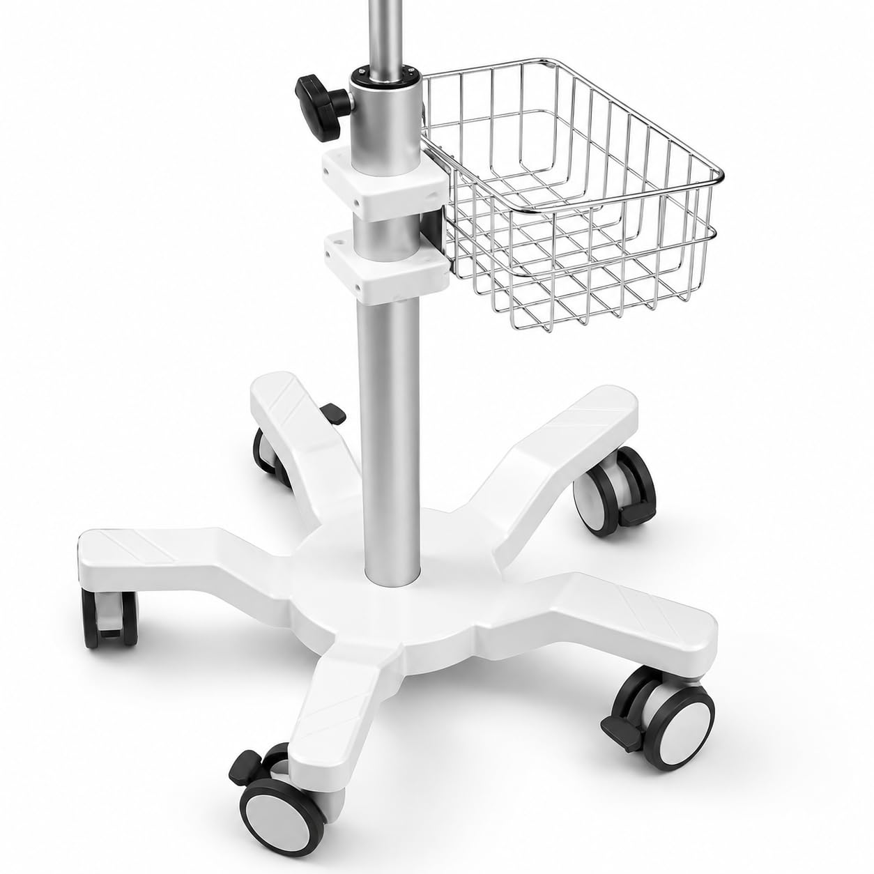 Mobiler medizinischer Wagen mit großer Tischplatte - Verstellbarer EKG-Wagen mit Aufbewahrungsregal & Haken, platzsparendes Design für Krankenhaus und Klinik