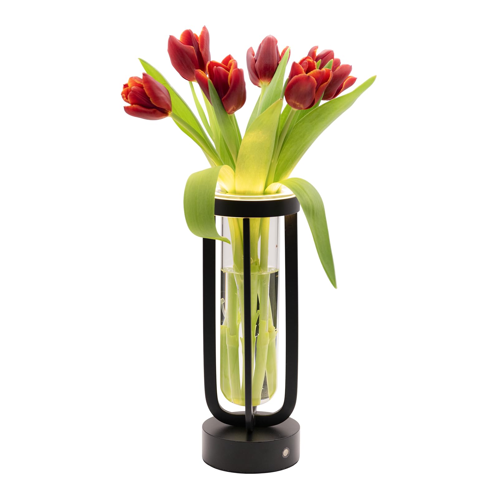 SECURIT - Florence Vase Shape LED Lamp - Dimmable Lighting - Wireless - USB Rechargeable Magnetic - Indoor/Outdoor - for Bar, Cafe, Restaurant, Hotel - 26 x 9 x 9 cm - Black