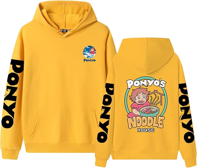 acsefire Ponyo on The Cliff Hoodie Anime Ponyo Cosplay Costumes Men's and Women's Printed Long Sleeves Pullover Hooded Sweatshirt
