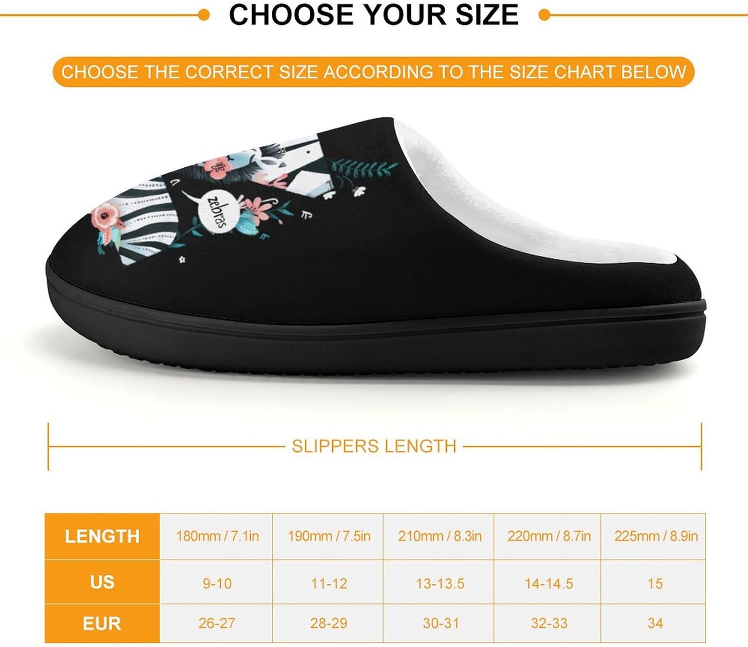 Z for Zebra Cute Cotton Slippers Anti-slip House Shoes Funny Slipper Indoor Outdoor