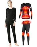TRUNYAQI Women's Heated Thermal Underwear Set, USB Women's Electric Thermal Heated Long Johns Set, Leggings for Snow Women