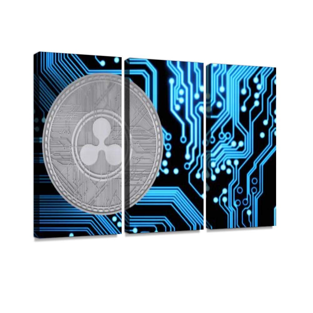 Amazon.com: Ripple Coin XRP 是一個加密貨幣支付網路,用於金融印刷在畫布上牆壁藝術品,現代攝影家居裝飾獨特的圖案拉伸和裱框