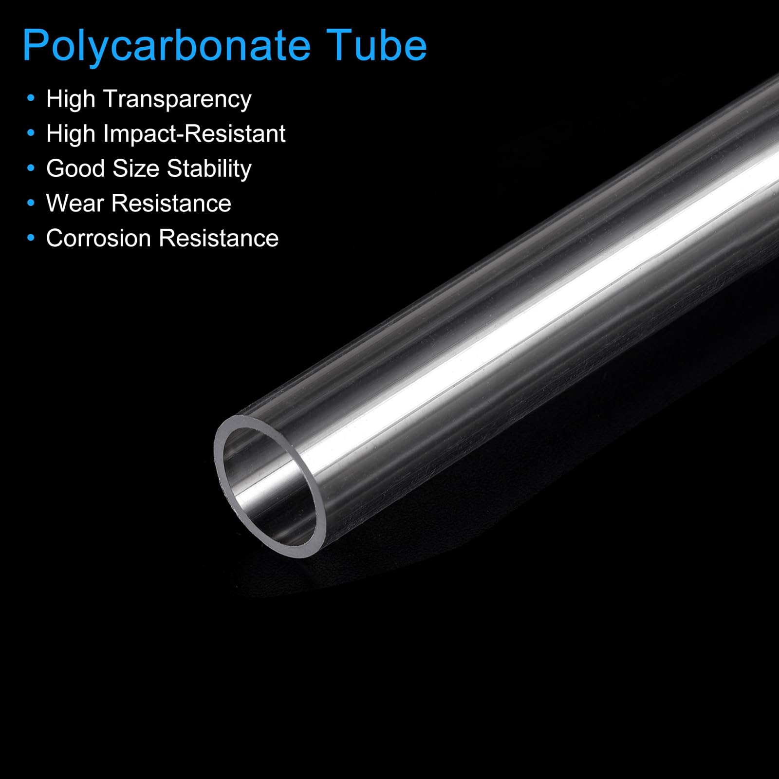sourcing map Tubo de Plástico Policarbonato Rígido Transparente 12mm ID 13mm OD 245mm Alto Impacto
