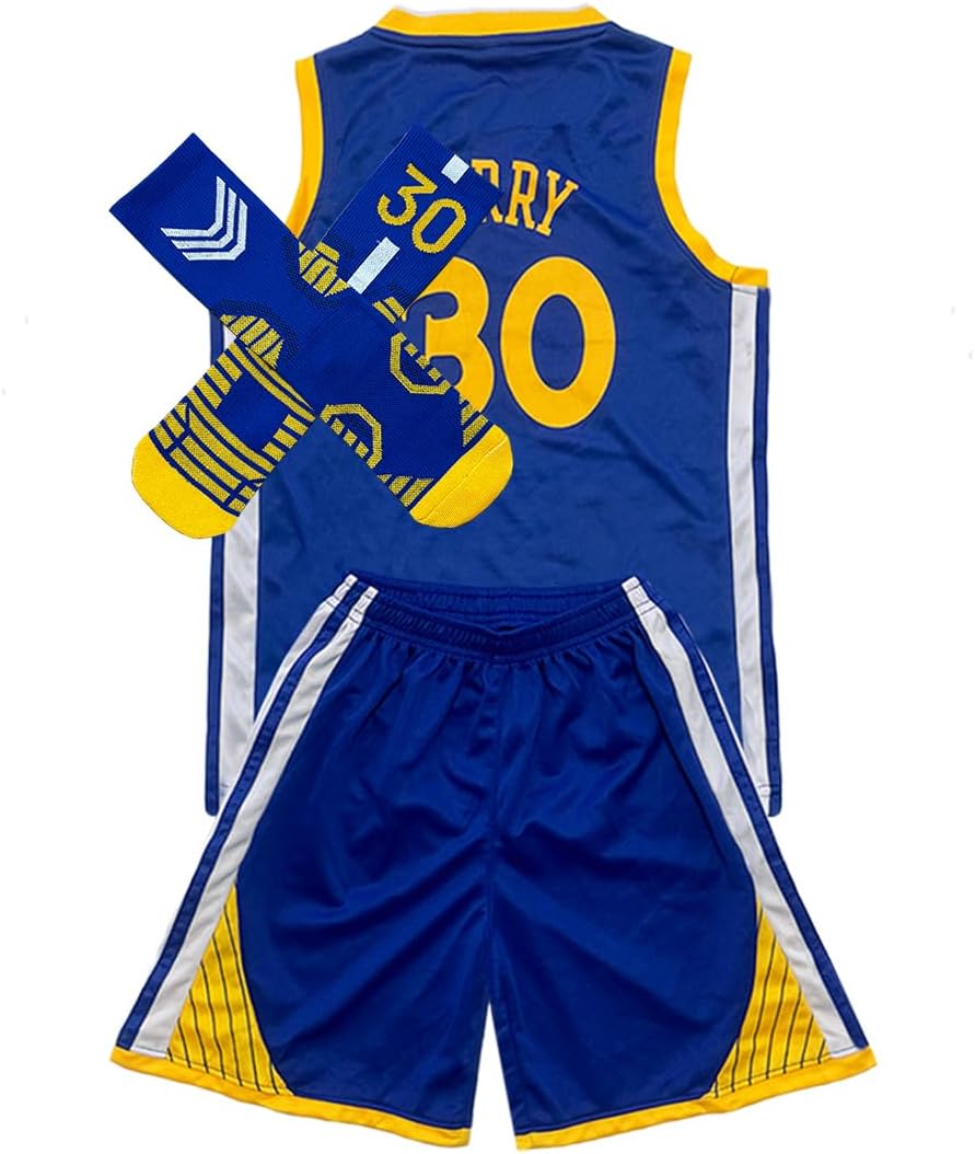 Kids Youth Basketball Jerseys+Shorts+Socks for Boys Girls Basketball Jerseys Uniform Set 3Pcs Holiday Gift