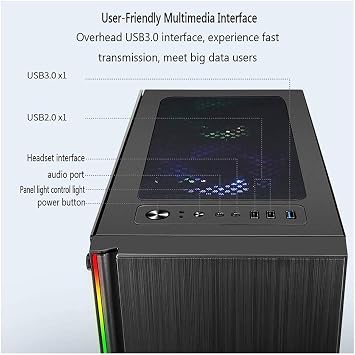 Computer Case, Mid-Tower ATX/M-ATX/ITX PC Game Shell, Magic Light Bar, USB3.0 / USB 2.0Tempered Glass Side Panel-Cable Management System-Pink
