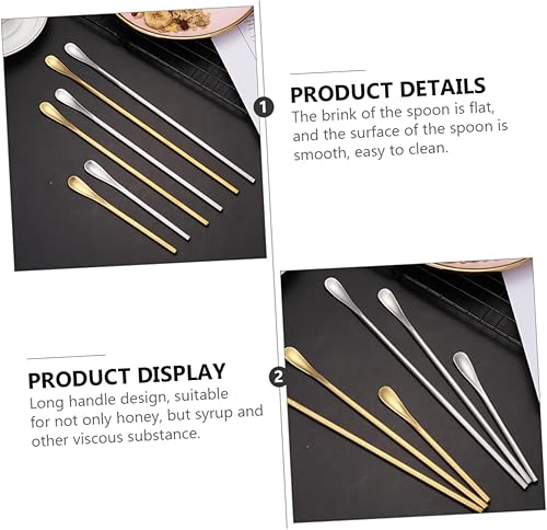 Miniatura 3 de Cuchara de hielo de acero inoxidable, cucharas para remover miel, cucharas para mezclar café, cucharas para revolver bebidas, cucharas para revolver