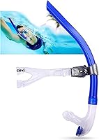 Focevi Swim Snorkel for Lap Swimming - Center Mount Training Gear with Purge Valve, Lightweight Silicone Mouthpiece for Adults