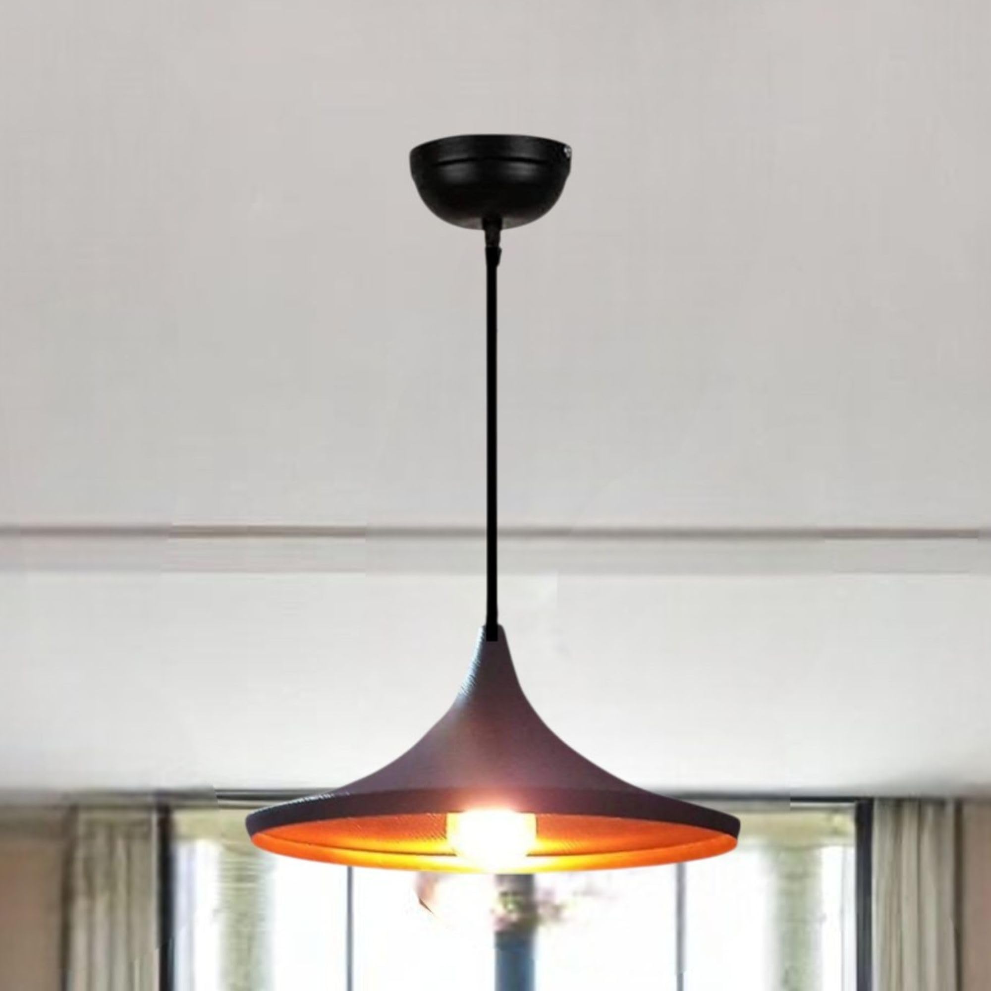 Black Aluminium Hanging Pendant Light for Indoor, Ceiling Lamp for Dining Table, Kitchen, Living Room,(Bulb not Included) Small Pack of 1-picture-32