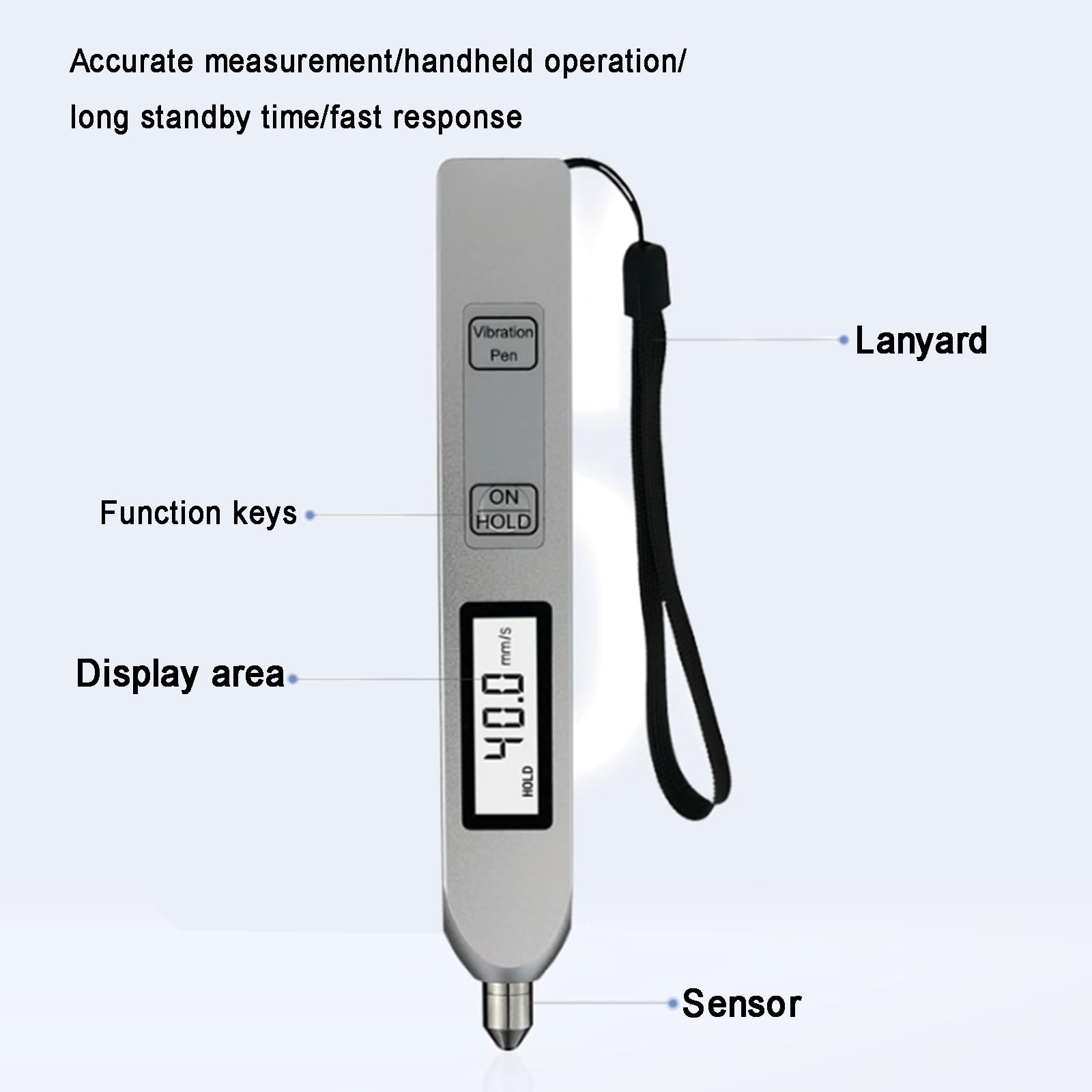 Vibrationstester, Handmessgerät, digitales Analysegerät, mit hintergrundbeleuchtetem LCD-Bildschirm und hochempfindlicher Sonde, Messbereich 0,1-199,9 m/s² für mechanische Fehlererkennung