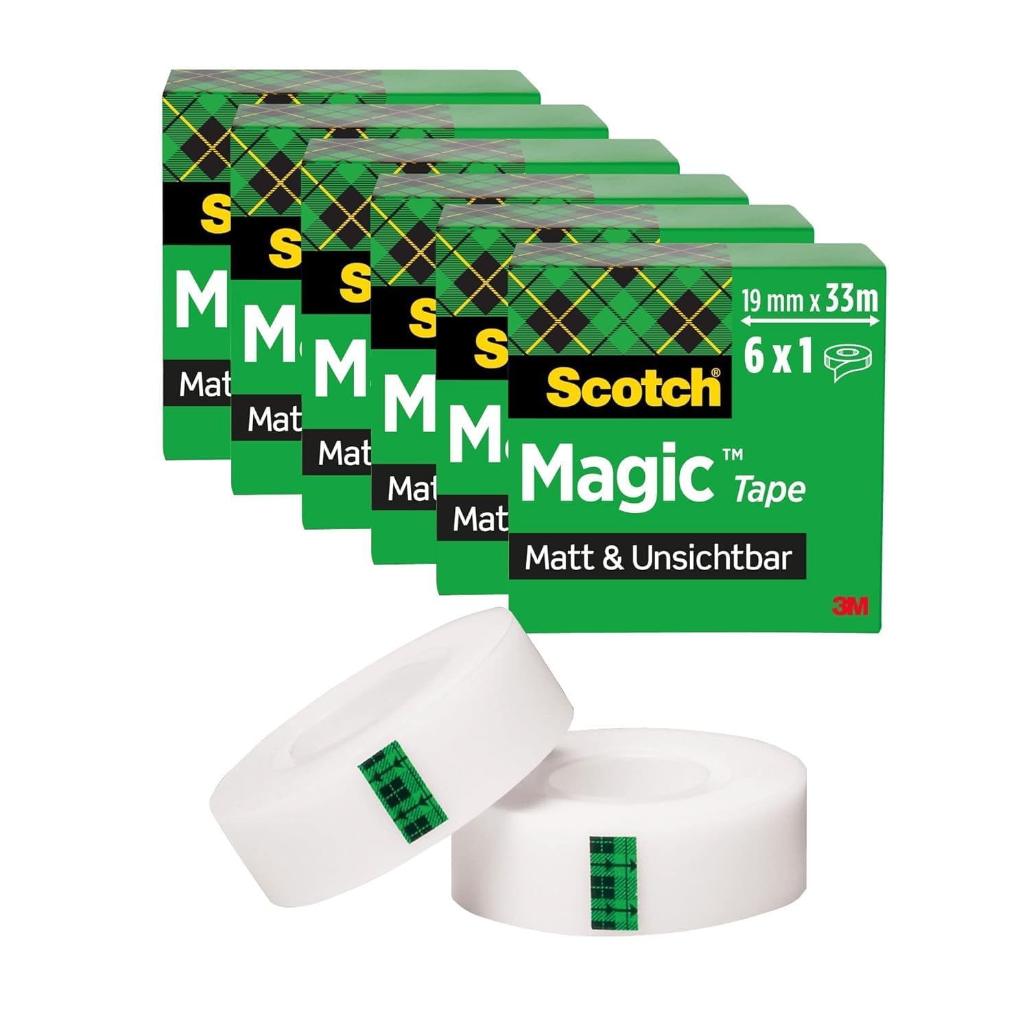 Scotch Magic Klebeband – Promo-Pack (5 + 1) Rollen 19mm x 33m - Allzweck-Klebeband für die Reparatur, Etikettierung und zum Verschließen von Dokumenten