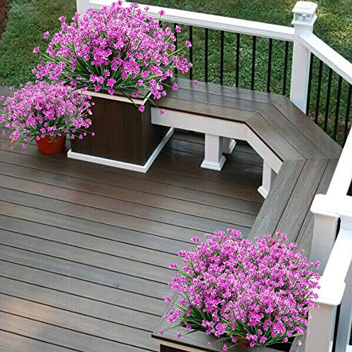 Artbloom 8 Bundles Outdoor Artificial Fake Flowers Uv Resistant Shrubs Plants, Faux Plastic Greenery For Indoor Outside Hanging Plants Garden Porch Window Box Home Wedding Farmhouse Decor (Fuchsia) #TOP5
