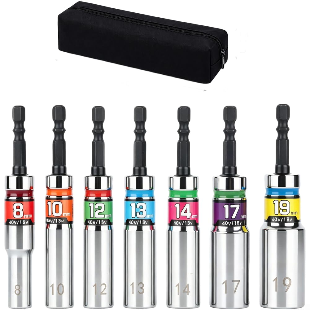 Jeu de Douilles pour impact 7pcs 8-19mm Acier Flexible Jeu de