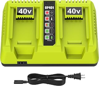 40V Dual-Port Rapid Charger Replacement for Ryobi 40V Battery Charger OP401, Compatible with Ryobi 40 Volt Lithium Batteries OP4040 OP40401 OP4026 OP40261 OP4050 OP40601 OP4050A OP40201 OP4060