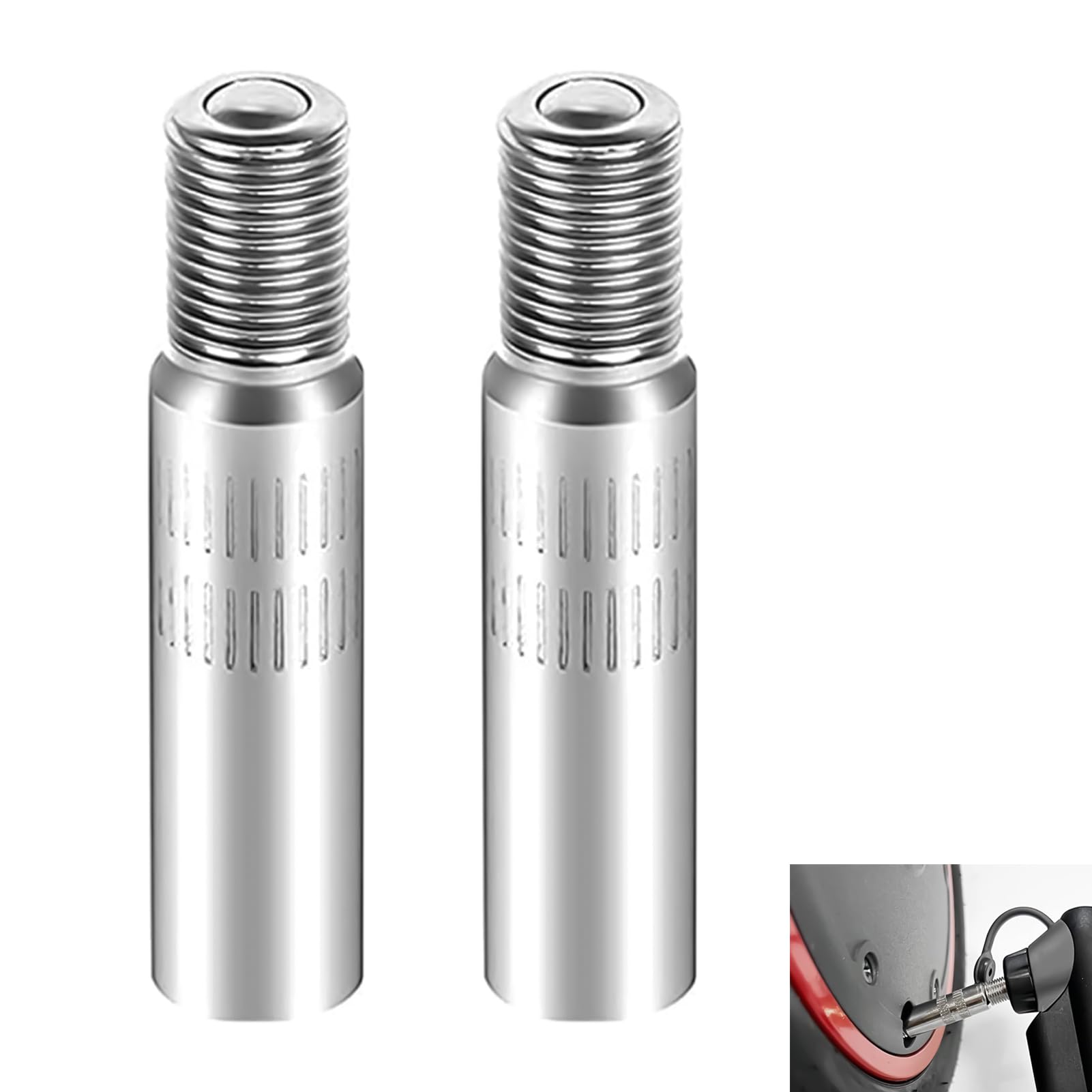 2 Pezzi Prolunga Valvola Monopattino 39mm, Estensione Stelo Valvola Pneumatico, Adattatore Estensione Compatibile con Xiaomi M365, Auto, Camion, Furgone, Roulotte, Tappi in Ottone Nichelato
