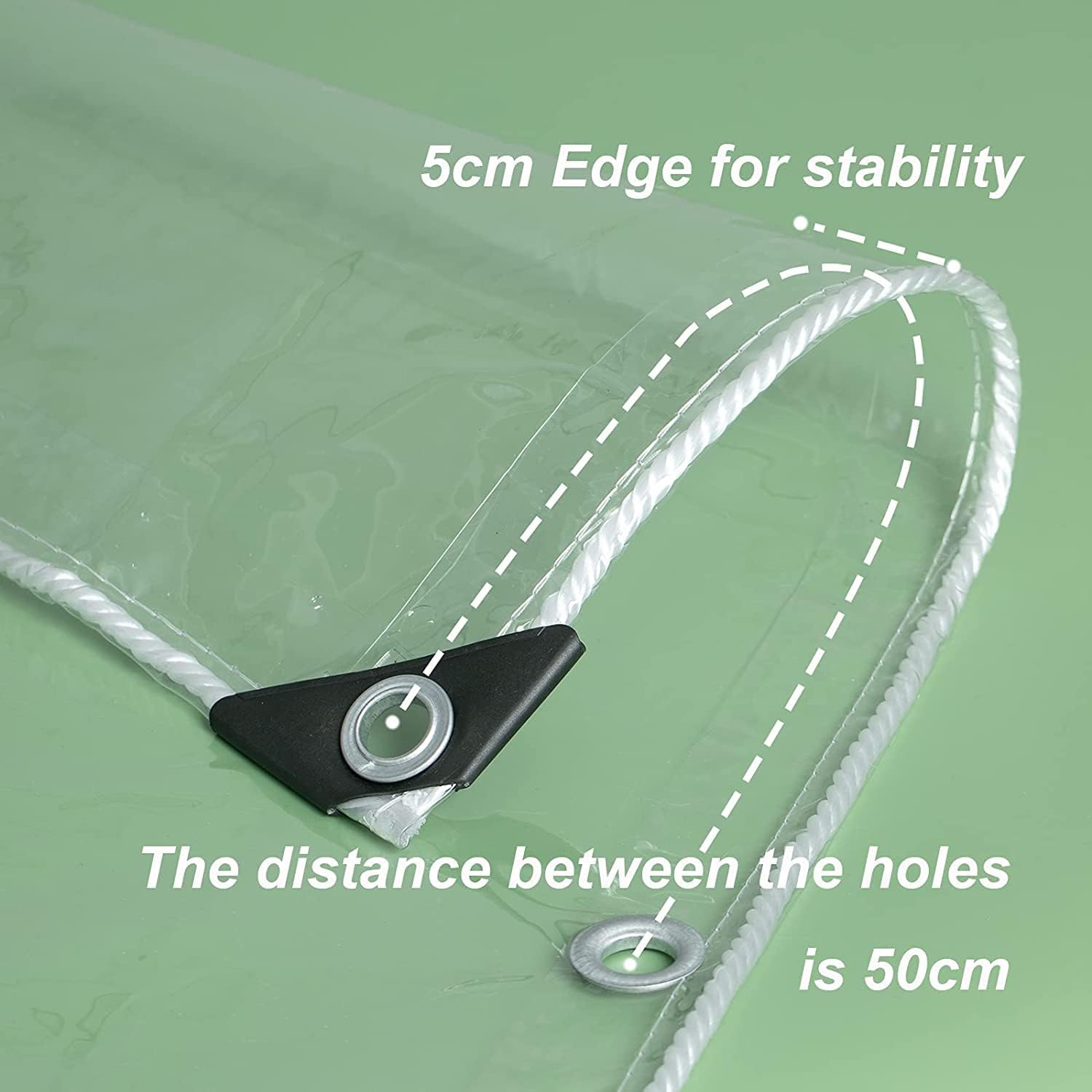 FoundGo Clear Heavy Duty Tarpaulin 2.5x3.5m Waterproof 420 g/m² Clear Tarp with Eyelets - Image 4