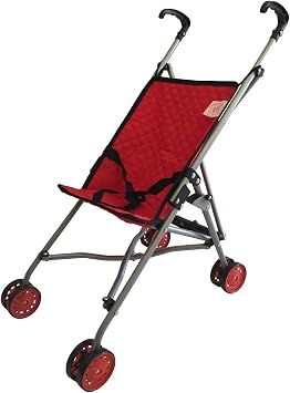 The New York Doll Collection First Dolls Stroller for Kids, Onepiece Red Color For18 Folds for Storage - Great Gift for Toddlers