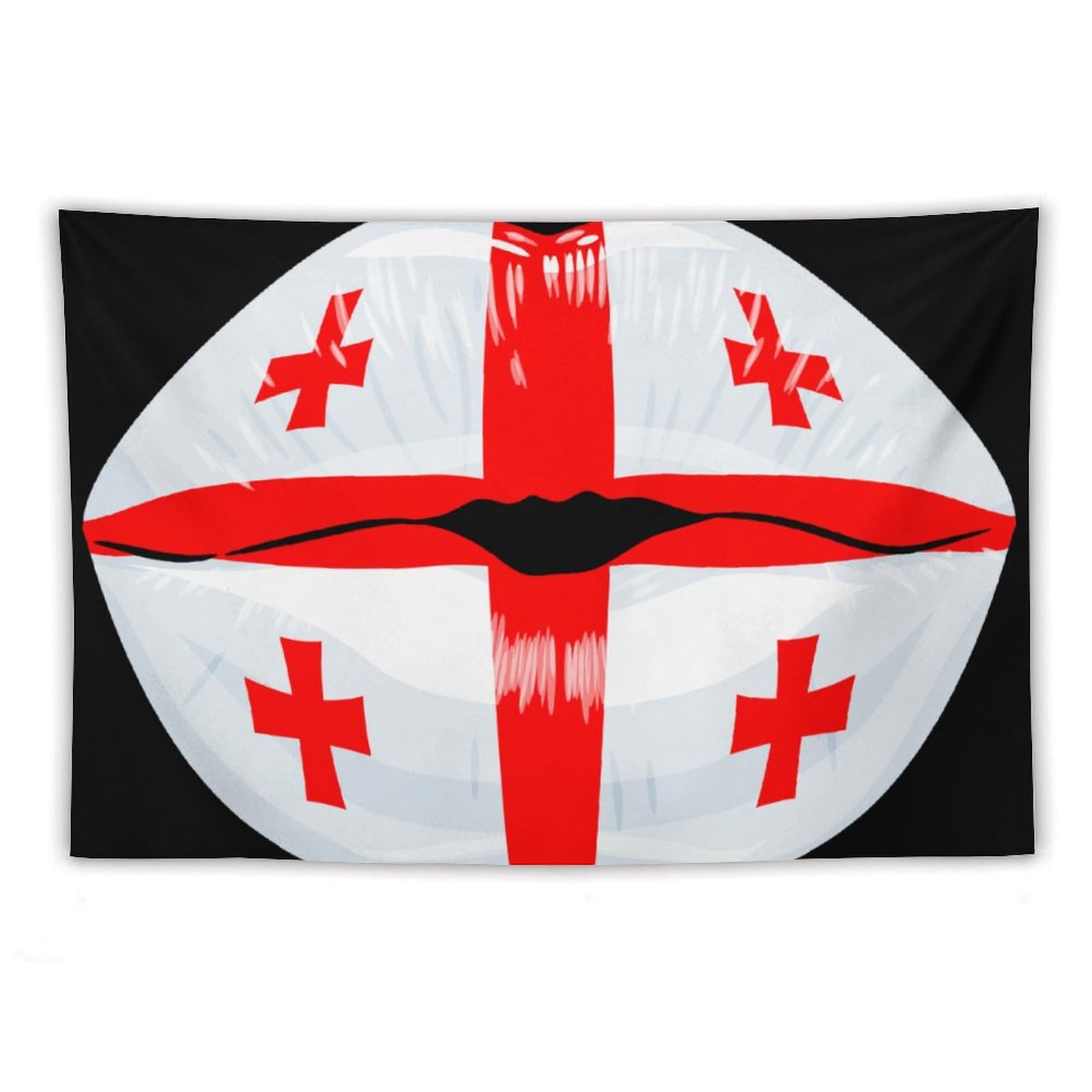 XingFox Georgia Flag Lips Tapestry Wall Hanging, National Flag Art Wall Decoration Tapestry, For Bedroom Living Room Dorm Home Decoration, 60"x90"