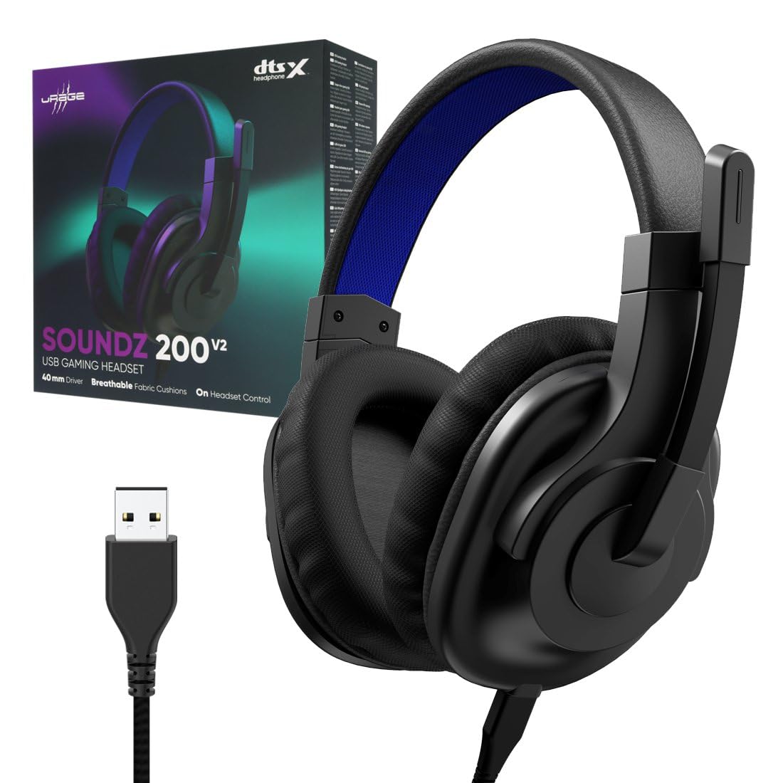 Hama Black Urage Soundz 200 V2 Headset Wired Head-Band Gaming Usb Type-A